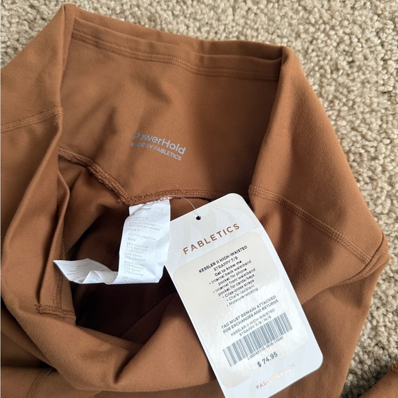 Fabletics Kids Tan Leggings with Crisscross Accent - Picture 5 of 7